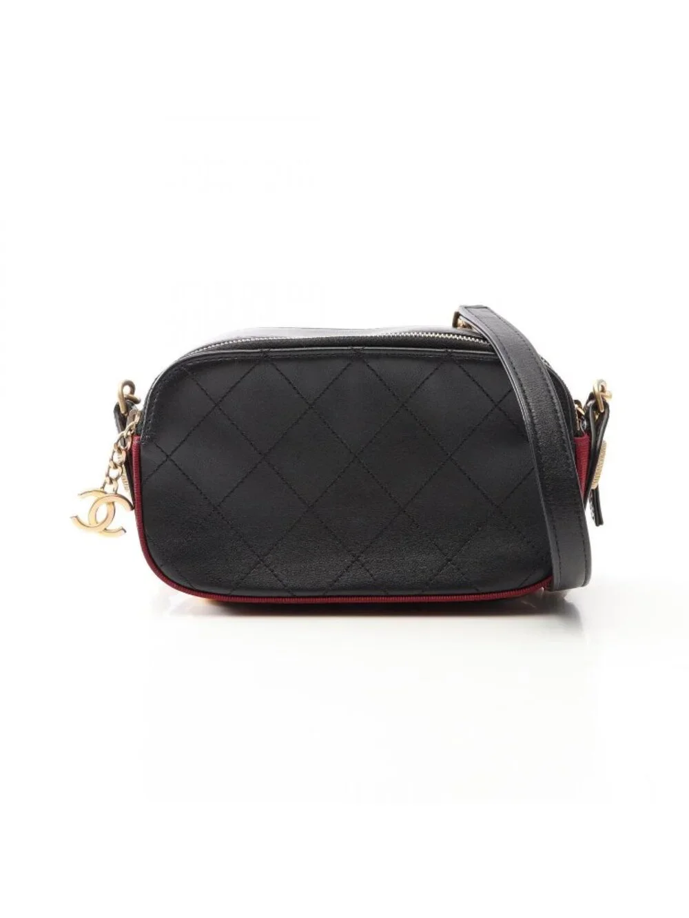 Chanel Shoulder Bag Quilted Black Leather Canvas